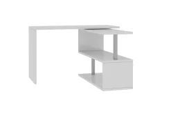 Ufficio|Camera Da Letto > Dmora Scrivania angolare bianca lucida 120x50cm con 2 cassetti - Topazio Bianco Lucido