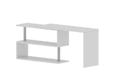 Ufficio|Camera Da Letto > Dmora Scrivania angolare bianca lucida 120x50cm con 2 cassetti - Topazio Bianco Lucido