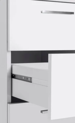 Ufficio|Camera Da Letto > Dmora Scrivania angolare bianca lucida e legno 139x92cm con 1 cassetto - Andor Marrone Rovere, Bianco Lucido