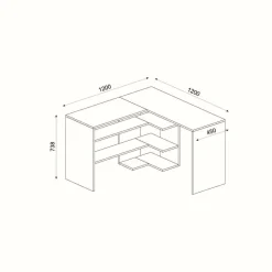 Ufficio|Camera Da Letto > Dmora Scrivania angolare bianca 120x78cm - Aksel Bianco