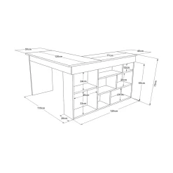 Scrivania angolare bianca 129x120cm - Altin