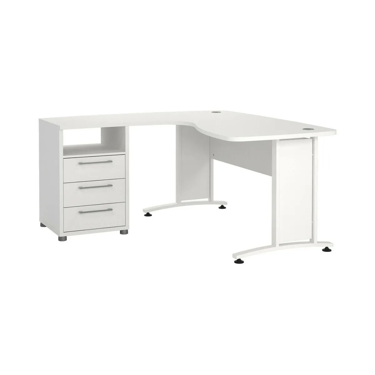 Scrivanie > Dmora Scrivania angolare bianca 159x150cm con 3 cassetti - Estong Bianco