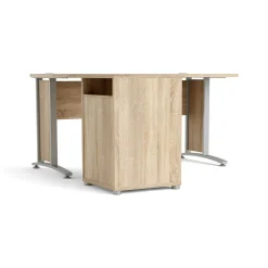 Scrivanie > Dmora Scrivania angolare grigia e quercia 159x150cm con 3 cassetti - Alfango Marrone, Grigio Quercia