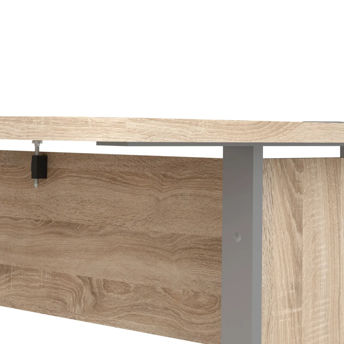 Scrivanie > Dmora Scrivania angolare grigia e quercia 159x150cm con 3 cassetti - Alfango Marrone, Grigio Quercia