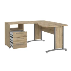 Scrivania angolare grigia e quercia 159x150cm in legno - Estong