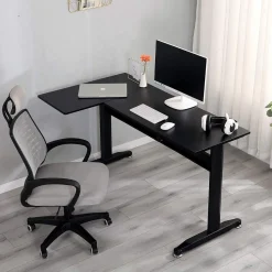 Ufficio|Camera Da Letto > Dmora Scrivania angolare nera 80x140cm struttura in metallo - Acua Nero