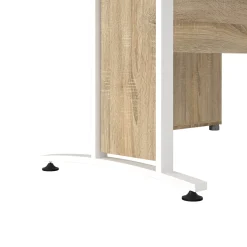 Scrivanie > Dmora Scrivania angolare quercia e bianca 230x200cm con 4 cassetti - Megh Bianco, Marrone Quercia