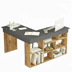Scrivania angolare quercia e nera 129x120cm - Altin
