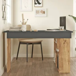 Scrivania angolare quercia e nera 129x120cm - Altin