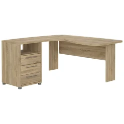 Scrivania angolare quercia 159x150cm con 3 cassetti - Lumpur