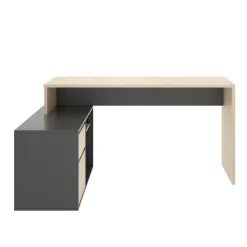 Ufficio|Camera Da Letto > Dmora Scrivania angolare rovere e antracite 139x92cm con 1 cassetto - Andor Nero Antracite, Marrone Rovere