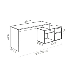 Ufficio|Camera Da Letto > Dmora Scrivania angolare rovere e antracite 139x92cm con 1 cassetto - Andor Nero Antracite, Marrone Rovere