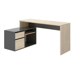 Ufficio|Camera Da Letto > Dmora Scrivania angolare rovere e antracite 139x92cm con 1 cassetto - Andor Nero Antracite, Marrone Rovere