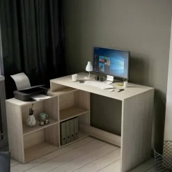 Scrivania angolare rovere e bianca 111x100cm - Kyarr