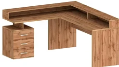 Scrivania angolare rovere 180x90cm con 3 cassetti - Leonilda