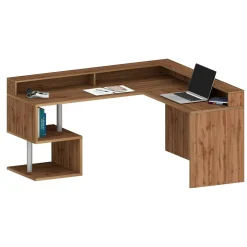 Scrivania angolare rovere 180x93cm con supporto computer - Adelma