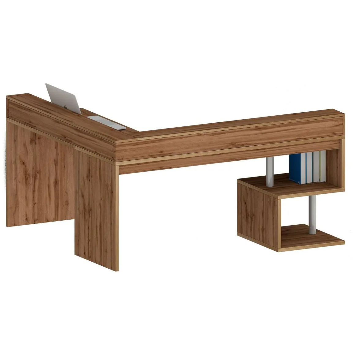 Scrivania angolare rovere 180x93cm con supporto computer - Adelma