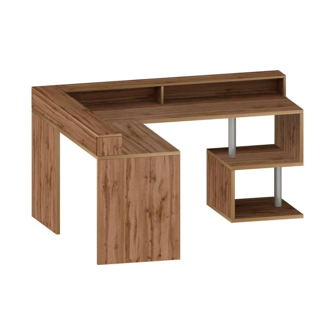 Scrivania angolare rovere 180x93cm con supporto computer - Adelma