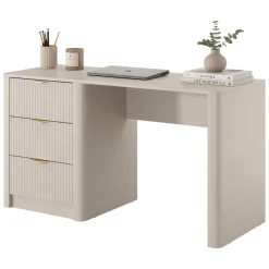 Scrivania Beige oro 3 Cassetti un Ripiano 140x55x76h cm, Lineare - Kanotini
