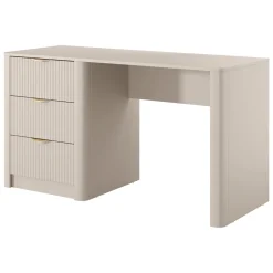 Scrivania Beige oro 3 Cassetti un Ripiano 140x55x76h cm, Lineare - Kanotini