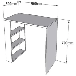 Scrivanie > Dmora Scrivania 3 Ripiani 3 Vani 90x50x70h cm, con Libreria - Torrile Beige