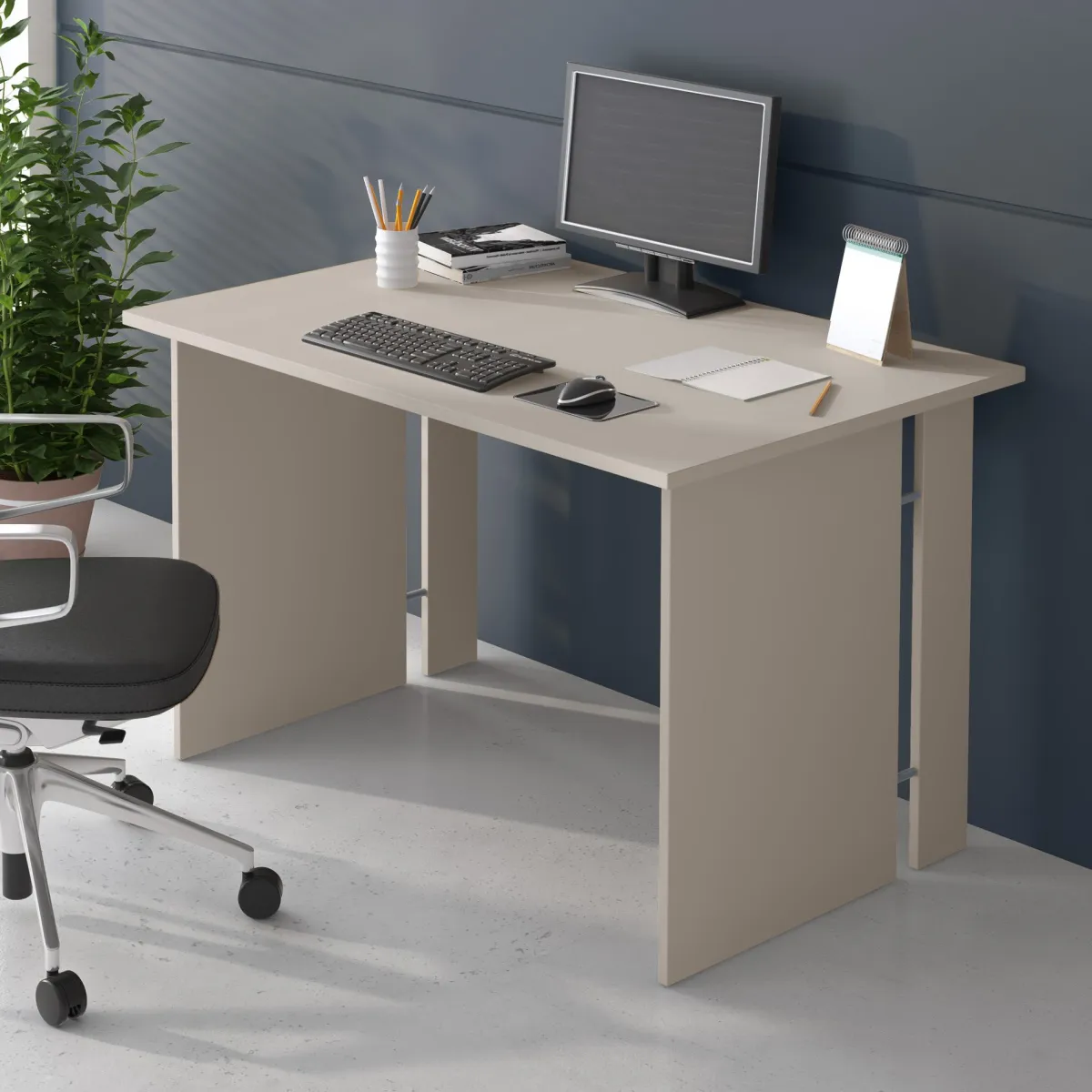 Scrivanie > Dmora Scrivania un Ripiano Materiale Piano in Legno Nobilitato 119x78x75h cm, Colore Ripiano - Runin Beige