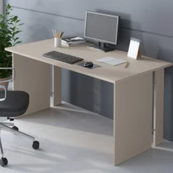 Scrivania Beige un Ripiano Materiale Piano in Legno Nobilitato 150x78x75h cm, Colore Ripiano Beige - Zibello