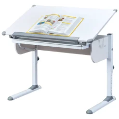 Scrivanie > Dmora Scrivania Materiale Piano in Metallo Colore Ripiano 110x55x68h cm, Sfumatura Colore Struttura - Cardeto Bianco