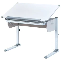 Scrivanie > Dmora Scrivania Materiale Piano in Metallo Colore Ripiano 110x55x68h cm, Sfumatura Colore Struttura - Cardeto Bianco