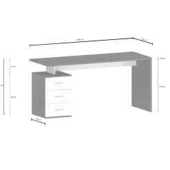 Ufficio|Camera Da Letto > Dmora Scrivania Modulabile 3 Cassetti 160x60x75h cm, Ripiani - Abisse Bianco Lucido