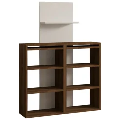 Scrivania Bianco Marrone Noce 5 Ripiani 6 Vani 124x44x75h cm, con Libreria - Furore