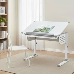 Scrivania Bianco Materiale Piano in Legno Nobilitato Colore Ripiano Bianco 110x55x68h cm, - Saiano