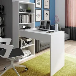 Scrivanie > Dmora Scrivania Modulabile 3 Ripiani 120x53x141h cm, 4 Vani - Cartura Bianco