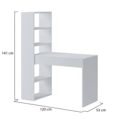 Scrivanie > Dmora Scrivania Modulabile 3 Ripiani 120x53x141h cm, 4 Vani - Cartura Bianco