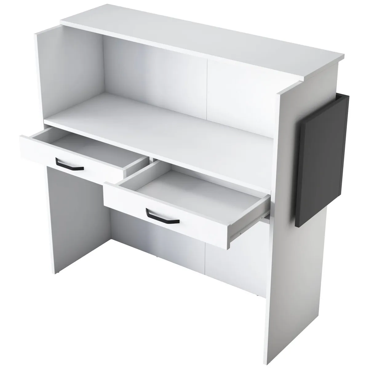 Scrivanie > Dmora Scrivania Bianco Nero Antracite un Ripiano 2 Cassetti 110x40x110h cm, Banco Reception - Volano Nero Antracite, Bianco