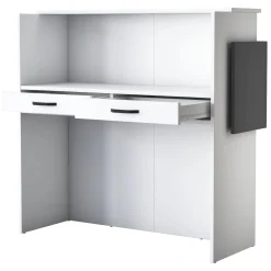 Scrivanie > Dmora Scrivania Bianco Nero Antracite un Ripiano 2 Cassetti 110x40x110h cm, Banco Reception - Volano Nero Antracite, Bianco