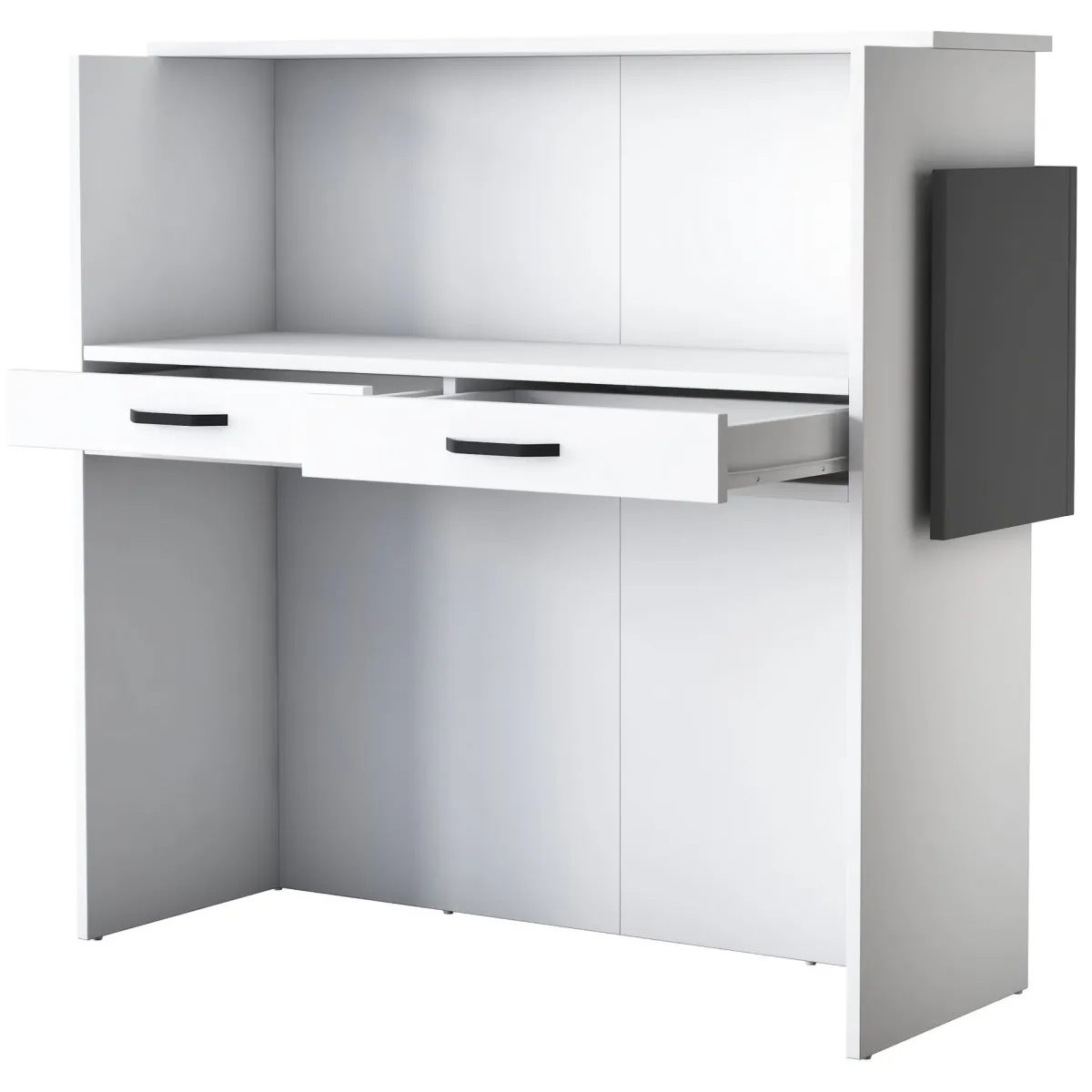 Scrivanie > Dmora Scrivania Bianco Nero Antracite un Ripiano 2 Cassetti 110x40x110h cm, Banco Reception - Volano Nero Antracite, Bianco