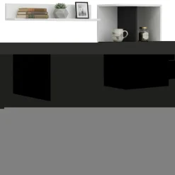 Scrivania Bianco Nero 7 Ripiani 2 Cassetti 120x60x74h cm, 4 Vani - Thiesi