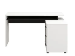 Scrivanie > Dmora Scrivania Bianco Opaco Nero Angolare 3 Ripiani 137.5x101.5x75h cm, 3 Cassetti - Sapri Nero, Bianco Opaco
