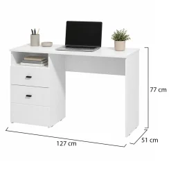 Scrivanie > Dmora Scrivania Bianco Opaco Nero 2 Cassetti 3 Ripiani 140x50x77h cm, 2 Ante - Ziro Nero, Bianco Opaco