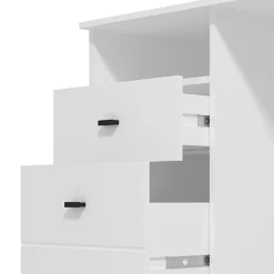 Scrivanie > Dmora Scrivania Bianco Opaco Nero 2 Cassetti 3 Ripiani 140x50x77h cm, 2 Ante - Ziro Nero, Bianco Opaco