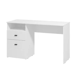 Scrivanie > Dmora Scrivania Bianco Opaco Nero 2 Cassetti 3 Ripiani 140x50x77h cm, 2 Ante - Ziro Nero, Bianco Opaco