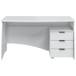 Scrivania Bianco Opaco Nero 3 Cassetti un Ripiano 136x67x72h cm, Sfumatura Colore Struttura Opaco - Azziz