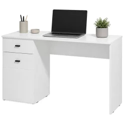 Scrivanie > Dmora Scrivania Bianco Opaco Nero un Cassetto un Ripiano 98x45x74h cm, Un'anta - Cocham Nero, Bianco Opaco