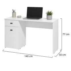 Scrivanie > Dmora Scrivania Bianco Opaco Nero un Cassetto un Ripiano 98x45x74h cm, Un'anta - Cocham Nero, Bianco Opaco
