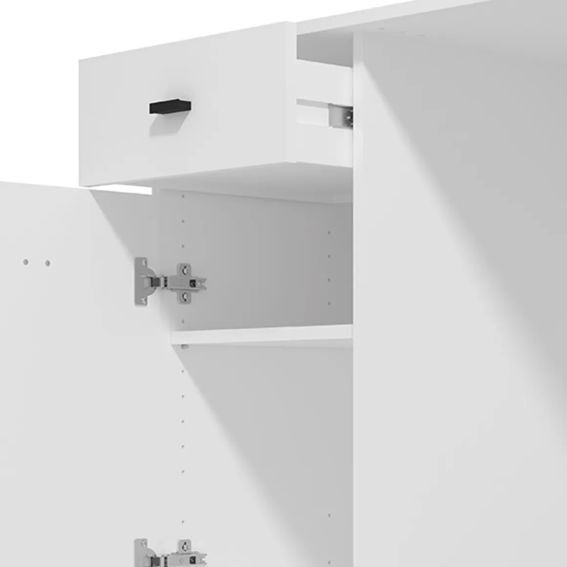 Scrivanie > Dmora Scrivania Bianco Opaco Nero un Cassetto un Ripiano 98x45x74h cm, Un'anta - Cocham Nero, Bianco Opaco