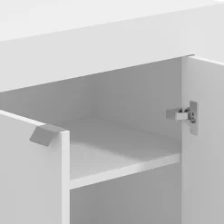 Scrivania Bianco Opaco 2 Ripiani 2 Ante 72x47x79h cm, Armadio Multiuso Richiudibile - Keylon