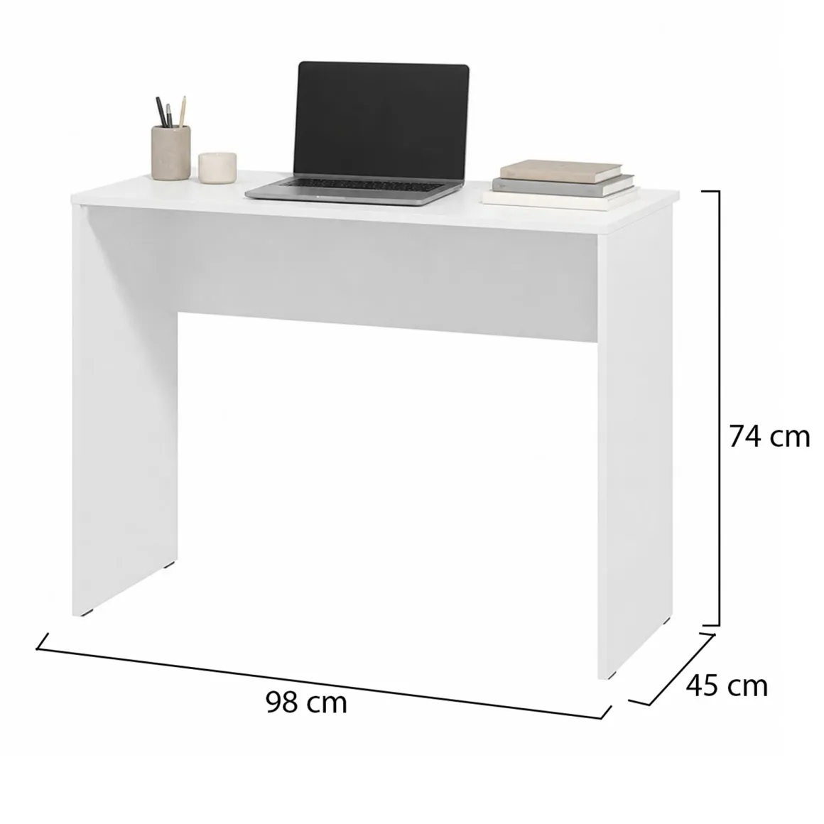 Scrivania Bianco Opaco un Ripiano Sfumatura Colore Struttura Opaco 98x45x74h cm, Sfumatura Colore Ripiano Opaco - Pichil