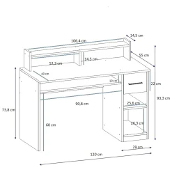 Scrivania Bianco 5 Ripiani un Cassetto 99x120x55h cm, 5 Vani - Roletto