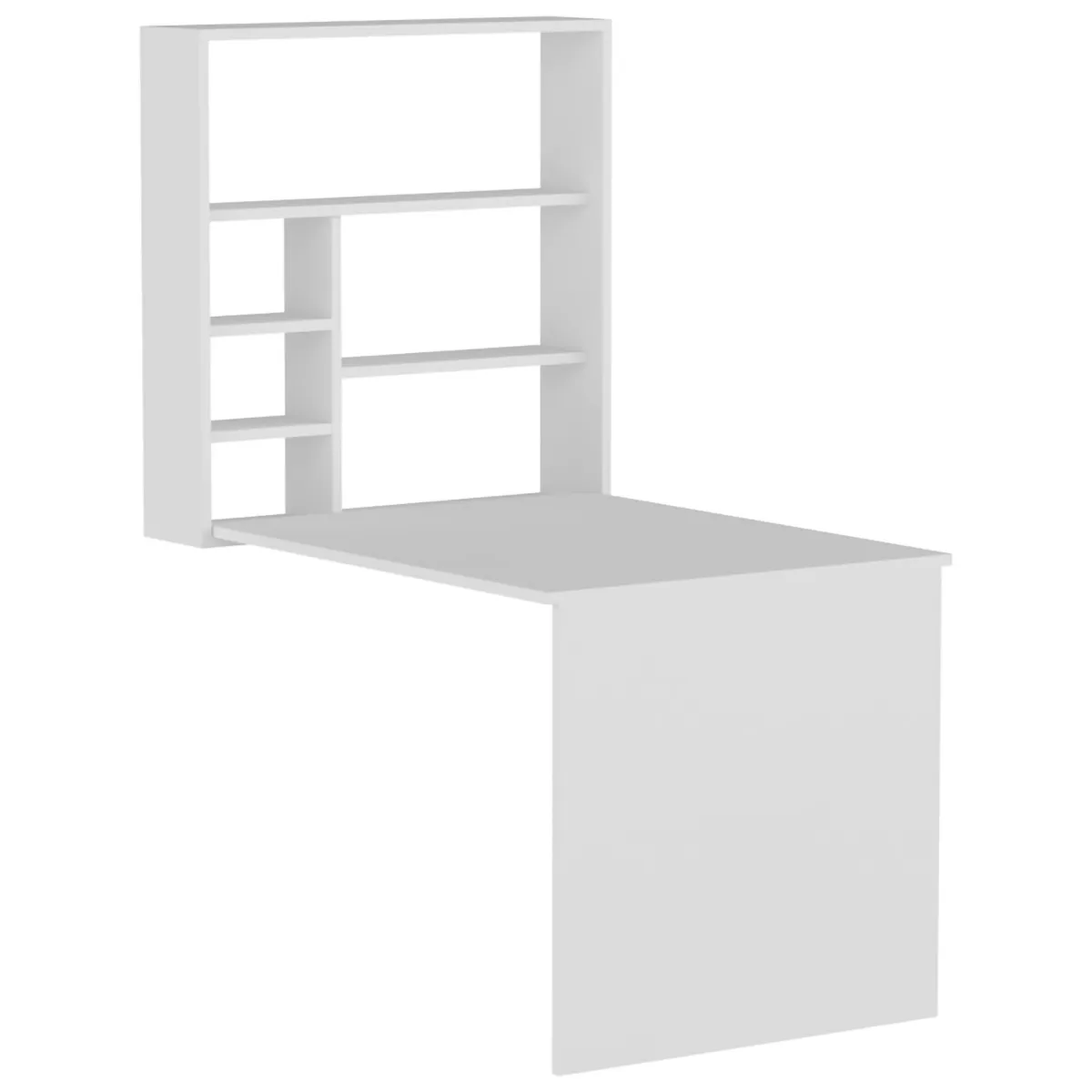 Scrivanie > Dmora Scrivania 5 Ripiani 6 Vani 59x90x74h cm, con Libreria - Veglio Bianco